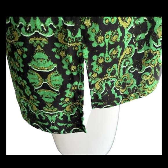 H&M Green and black Print Blouse 3/4 sleeve top Back zipper Size 10 - Picture 11 of 14